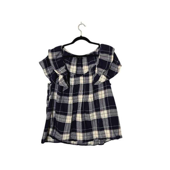 torrid Tops - Torrid Womens Plaid Babydoll Top Size 2X Blue Sleeveless Ruffle Preppy